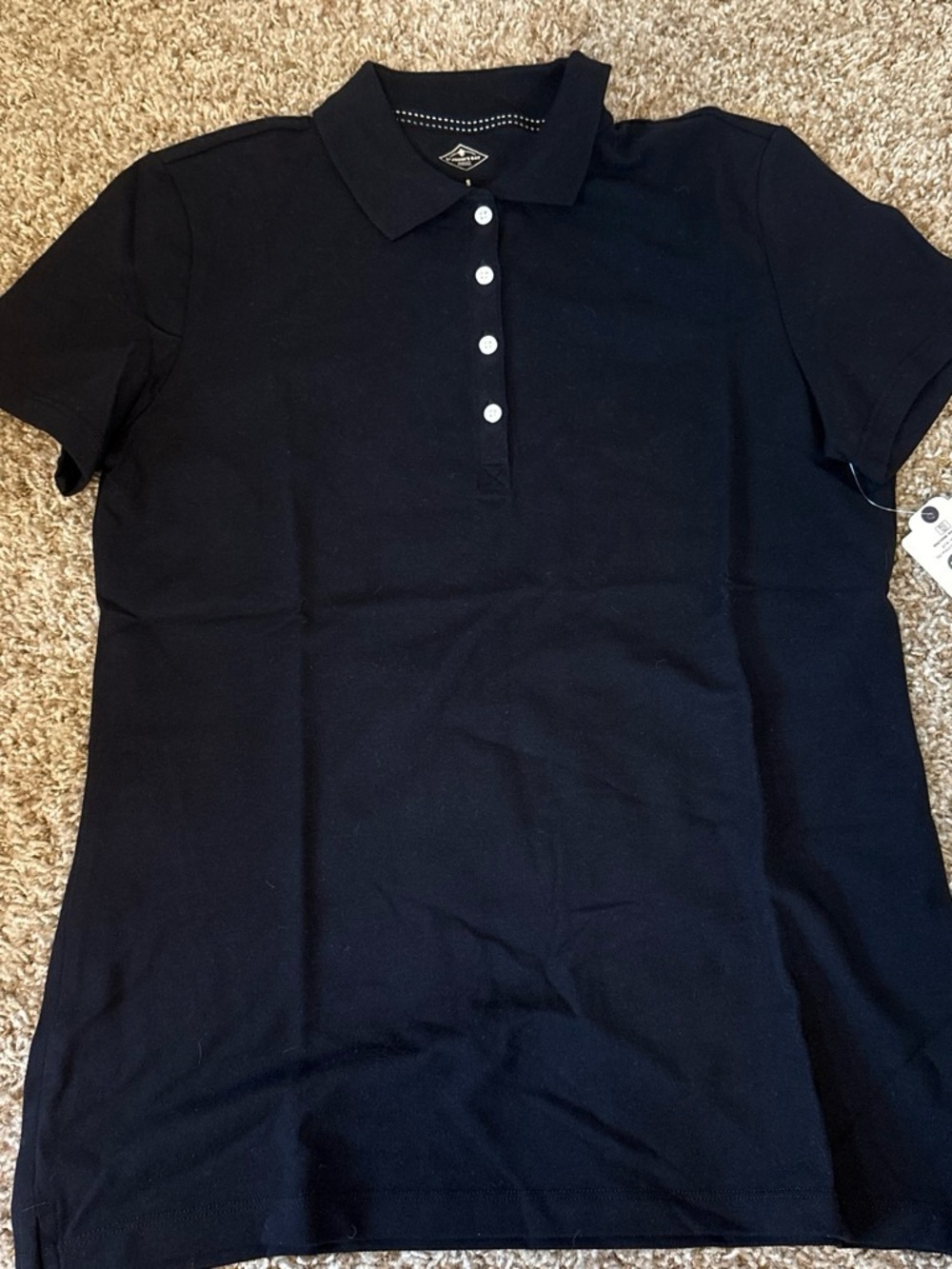 NWT St. John’s Bay size Small Black Polo Shirt with Buttons